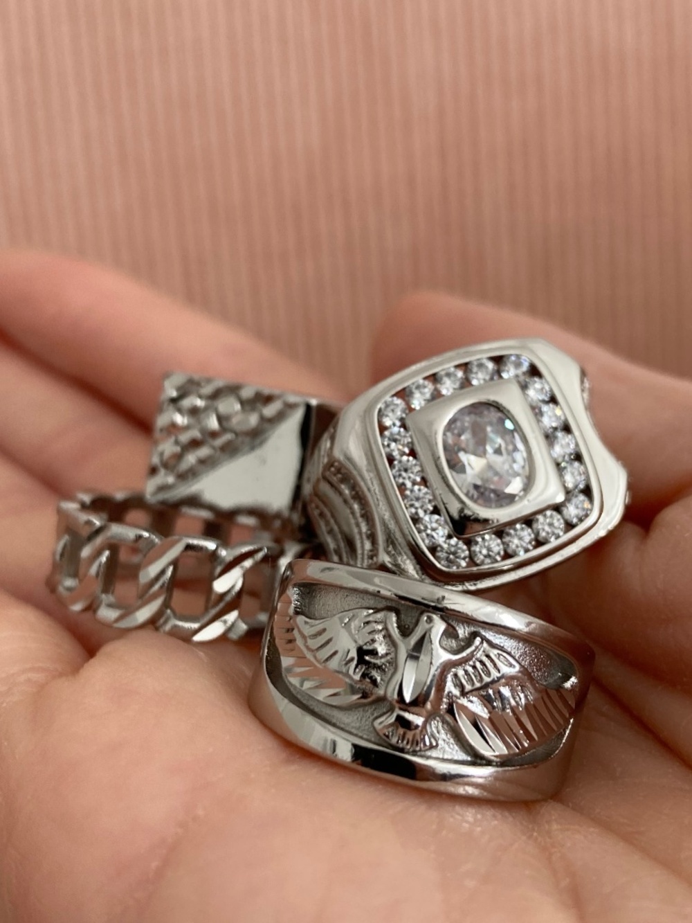 CHILD OF WILD SZ7 Ring SET Silver Stackable layering cocktail Rings Silver New 7